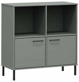 OSLO szürke tömör fa könyvszekrény fém lábakkal 90x35x90,5 cm
