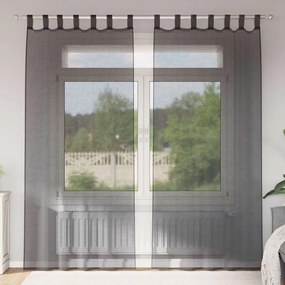 vidaXL 2 db fekete fátyolfüggönyök fülecske tetejével 140x260 cm