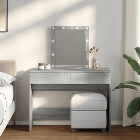 szürke sonoma színű fésülködőasztal LED-del 100 x 40 x 130 cm