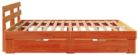 Ágykeret fejtámlával Viaszbarna 200 x 200 cm Tömör fenyőfa
