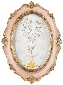 Antikolt rózsaszín vintage képkeret arany dísszel 10x15 cm