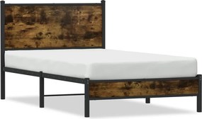 vidaXL füstös tölgy színű fém ágykeret matrac nélkül 107 x 203 cm