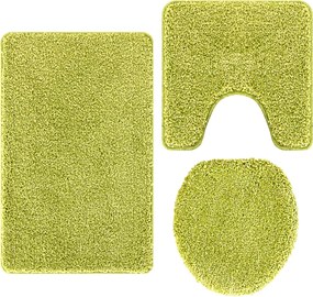 vidaXL Csúszásmentes fürdőszőnyeg készlet 3 pcs Zöld PP