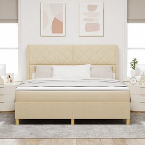 Boxspring Ágy Mattal és LED Fényekkel Krém 180x200 cm Textil