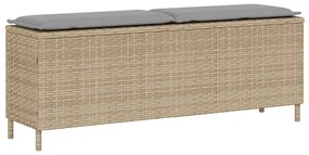 vidaXL bézs polyrattan kerti pad párnával 110x30x40,5 cm