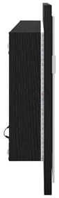 LED tükör fürdőszobához fekete tölgyből, 100x8,5x37 cm mérnöki fa