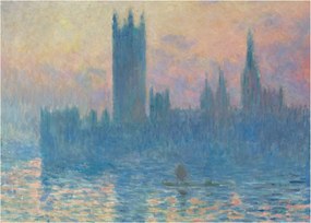Üveg kép - Claude Monet, The Houses of Parliament, Sunset, reprodukciók (70x50 cm)
