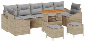 vidaXL Kerti Kanapé Szett párnával 10 pcs Bézs polirattan