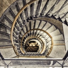 Poszter 20x20cm Spirál lépcső felülről az épületben, Assaf Frank