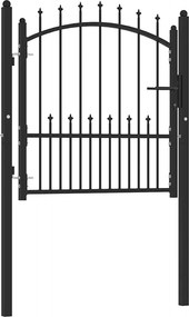 vidaXL fekete acél kerítéskapu cövekekkel 104 x 97 cm