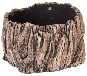 Fakéreg beton virágtartó dekoráció, barna, 17 x 10 cm, 17 cm átmérőjű