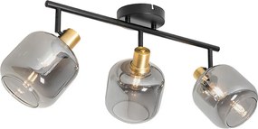 Mennyezeti spotlámpa fekete füstüveggel, hosszúkás, 3-lámpás - Zuzanna