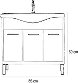 Nerva 85 komplett fürdőszobabútor, Sonoma tölgy