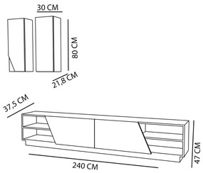 TV szekrény Zebra - Black, Teak