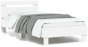 fehér ágykeret fejtámlával és LED-világítással 90 x 190 cm