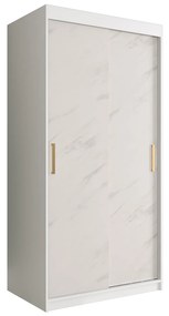 Ruhásszekrény 100 cm Marbelo T (matt fehér + fehér márvány). 1064536