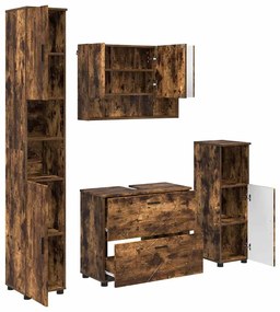 Fürdőszoba bútor szett 4 pcs Füstölt tölgy 30 x 35 x 192 cm