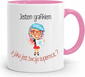 Rózsaszín Bögre Grafikusoknak És MI Az Erőd? fényképes nyomtatással