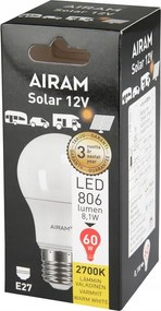 Led izzó 12V E27 8,1W/2700K A60 Matt Airam