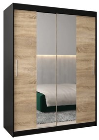 Ruhásszekrény 150 cm Toki 1 (matt fekete + szonoma tölgy). 1064908