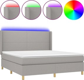 vidaXL világosszürke szövet rugós és LED-es ágy matraccal 160x200 cm
