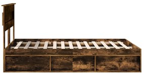 vidaXL Ágykeret matracmal Füstölt tölgy 150 x 200 cm Tömör fenyőfa