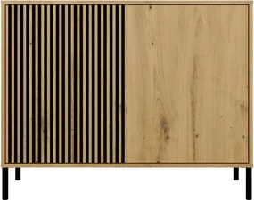 KAMARO 2D Slim komód 103.5x40x82.5 cm, tölgy-fekete