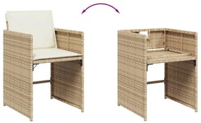 vidaXL 15 részes bézs polyrattan kerti étkezőgarnitúra párnákkal