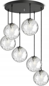 Nagy Mennyezeti Függő Lámpa Csillár Üveg Gömbök Átlátszó Asztal G9