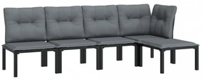 vidaXL 5 részes fekete-szürke polyrattan kerti ülőgarnitúra