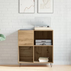 Rekordszekrény Fekete Tölgy 84,5x38x89 cm Műanyag Fa