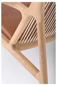 Dedo fotel tömör tölgyfa lábakkal, konyakbarna bivalybőr ülőpárnával - Gazzda