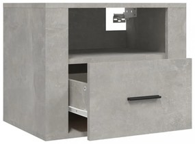 2 db betonszürke falra szerelhető éjjeliszekrény 50x36x40 cm