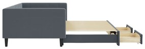 sötétszürke kihúzható bársony heverő fiókkal 100 x 200 cm