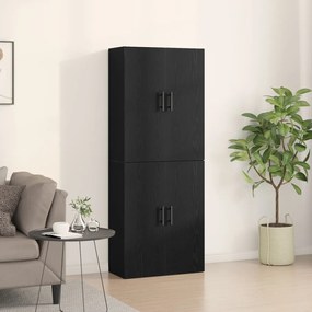 2 db Szekrény Fekete Tölgy 69,5x34x180 cm Műanyag Fa