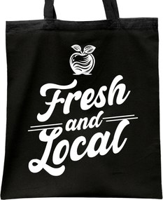 Fekete pamut bevásárló táska Fresh And Local Helyi termékek