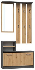 Riano MIX GAR előszobafal, 85x180x24 cm, antracit-tölgy