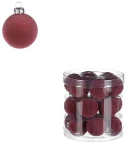Karácsonyi bársony gömbök, műanyag, lila, 18 db
