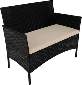 Kerti 4 részes rattan szett, fekete/bézs, RATANA