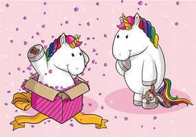 Fotótapéta Unikornisok Ajándék Vidám Gyerek Méret 200x140 +ragasztó