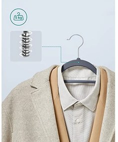 Bársony fogasok, 20 darabos ruhafogas készlet, világosszürke