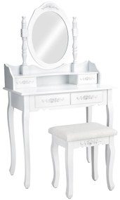 tectake 402072 barokk tükrös pipereasztal ülőkével - fehér