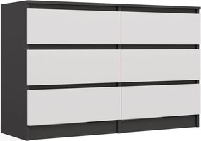 M6 120 fiókos szekrény, 120x75x30 cm, antracit-fehér