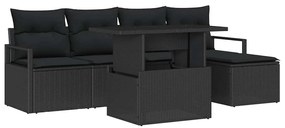 Kerti Kanapé Szett párnával 6 pcs Fekete