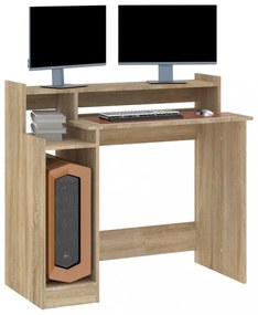 sonoma tölgy színű szerelt fa íróasztal LED-ekkel 97x45x90 cm