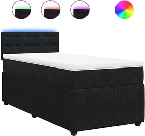 vidaXL fekete bársony rugós ágy matraccal 80 x 200 cm