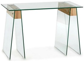 Modern üveg konzolasztal fa polccal 40 x 76 x 120 cm