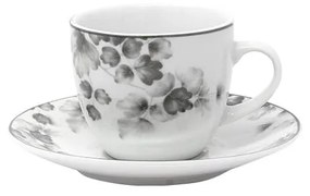 Fehér-világosszürke porcelán csésze szett 6 db-os Foliage gray – Villa Altachiara