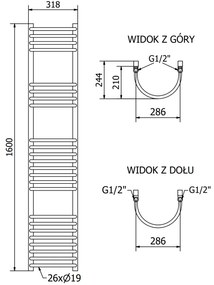 Mexen Eros, fűtőelem 1600 x 318 mm, 549 W, fekete, W112-1600-318-00-70