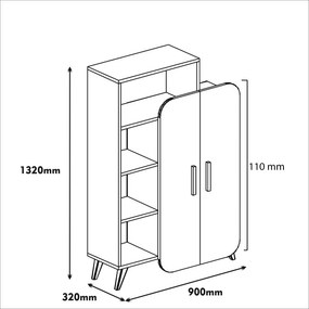 Form könyvespolc, dió-sárga, 90 cm